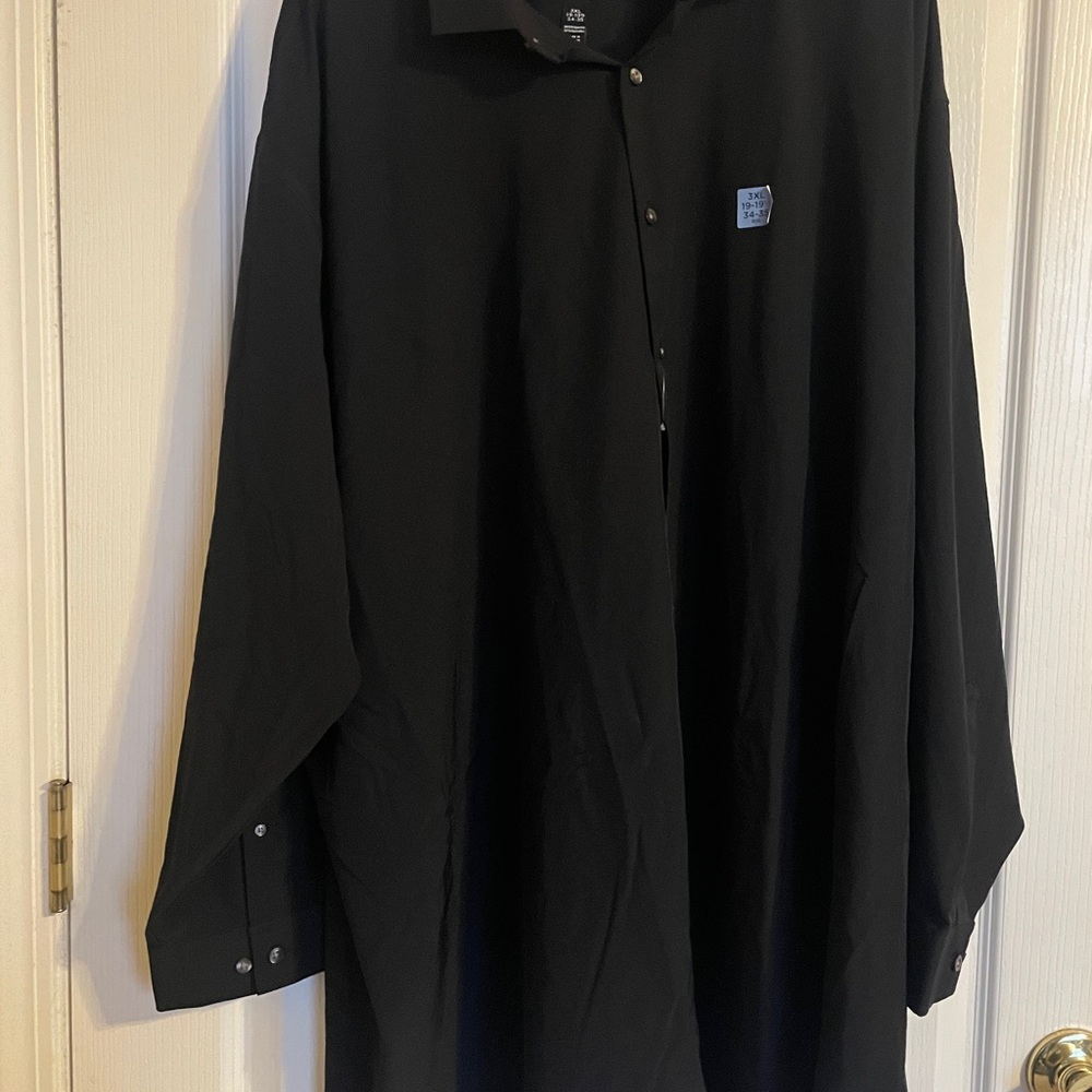 NWT JF J.Ferrar Black‎ Stretch 3XL Long Sleeve Button Up Shirt Business Classic